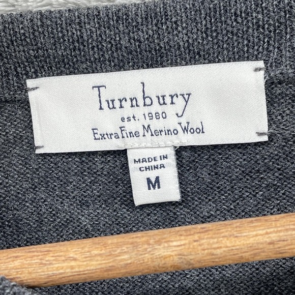 Turnbury Sweater Men Merino Wool Preppy Academia Staple VNeck Lightweight Size M - Picture 5 of 12